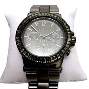 Michael Kors Women’s Dylan Crystal Gunmetal SS Crono Boyfriend Watch MK5579